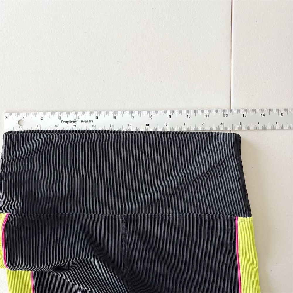 Beach Riot Bailey Colorblock Leggings Size L Black Multi Neon‎ Ribbed High Rise - Picture 8 of 10